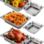 SHUESS 6‑Set 1/2‑Size Stainless Steel Hotel Pans – 2.5" Deep Anti‑Jam-0