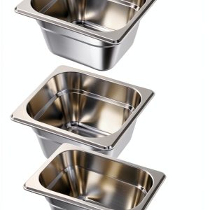 VEVOR 6 Pack Stainless Steam Hotel Pans, 1/6 Size Table Steam Pan, 4 Inch Deep, Anti Jam Restaurant Supplies Reusable Rustproof Catering Storage for Home, Party, Restaurant, Hotel, Buffet-0