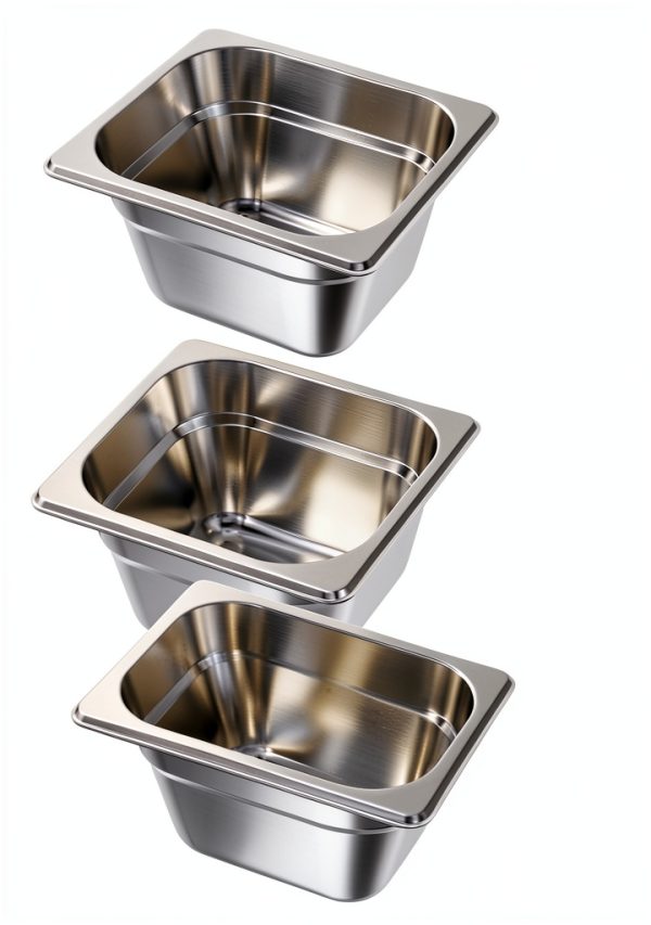 VEVOR 6 Pack Stainless Steam Hotel Pans, 1/6 Size Table Steam Pan, 4 Inch Deep, Anti Jam Restaurant Supplies Reusable Rustproof Catering Storage for Home, Party, Restaurant, Hotel, Buffet-0