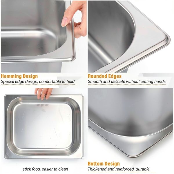 Stainless Steel Hotel Pan Set 8-Piece Thenshop 4-Inch with Lids-2