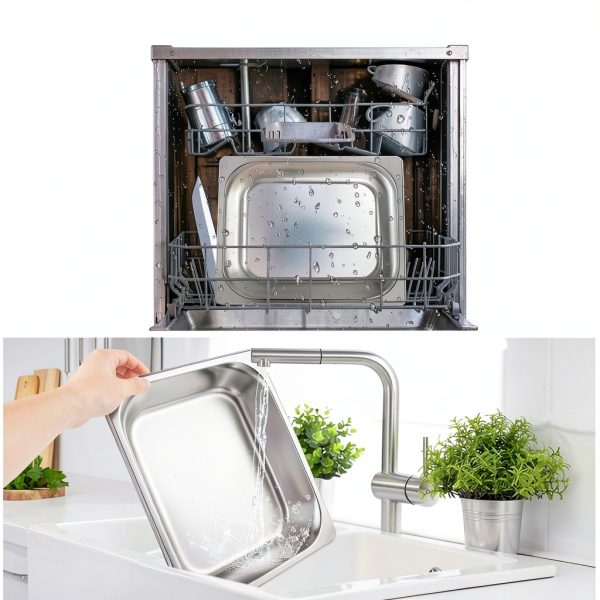 SHUESS 6‑Set 1/2‑Size Stainless Steel Hotel Pans – 2.5" Deep Anti‑Jam-4