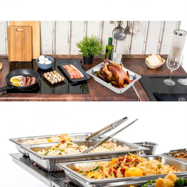SHUESS 6‑Set 1/2‑Size Stainless Steel Hotel Pans – 2.5" Deep Anti‑Jam-6