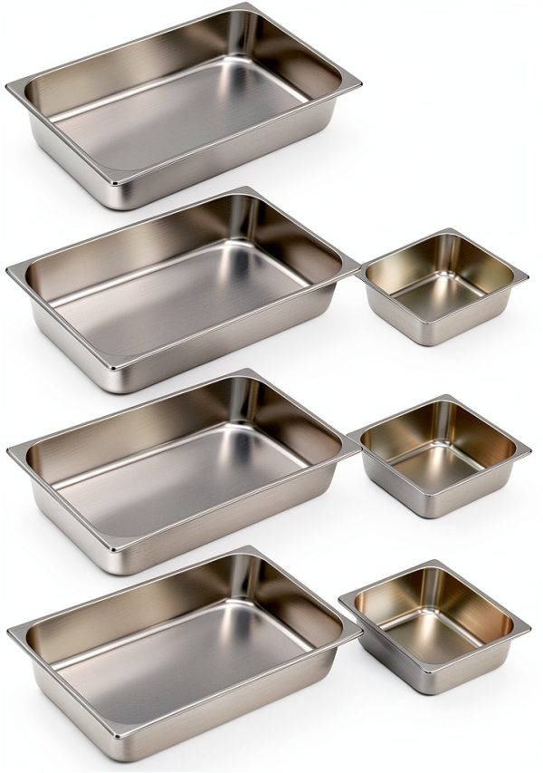 Zubebe 8 Pcs Hotel Pans Stainless Steel Steam Table Pan 1/1 Full Size 4 Inch Restaurant Steam Table Pan Deep Metal Food Tray Commercial Food Pans for Restaurant Party Buffet Catering-0