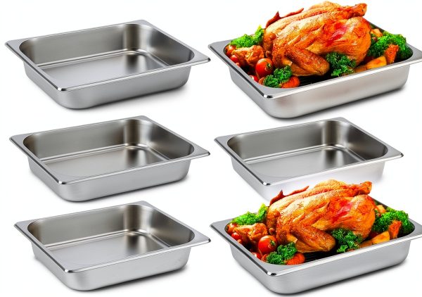 6 Pack Commercial Hotel Pans Zalaxt Stainless Steel 11x10x2.5 Inch-0