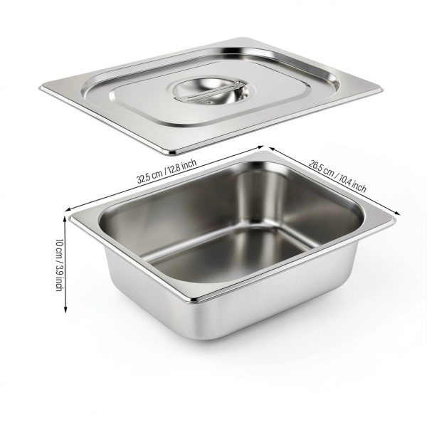 Stainless Steel Hotel Pan Set 8-Piece Thenshop 4-Inch with Lids-1