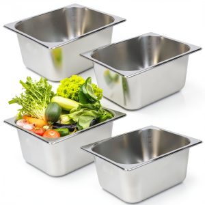 Steam Table Pan 4 Pack Half Size 6in Deep 201 Stainless Steel IHDYPPEW-0
