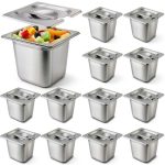 Stainless Steel Hotel Pan 12-Pc Set by Maxcheck 5.9" Stackable Lids-0