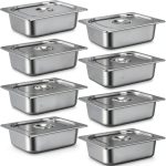 Stainless Steel Hotel Pan Set 8-Piece Thenshop 4-Inch with Lids-0