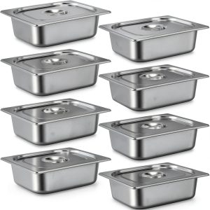 Stainless Steel Hotel Pan Set 8-Piece Thenshop 4-Inch with Lids-0