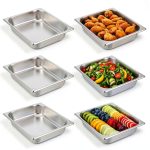 6 Pack Half Size Hotel Pans, 2.5 Inch Deep 1/2 Size Stainless Steel Steam Table Pans Restaurant Commercial Half Pans for Chafing Dishes Buffet Hotel Party-0