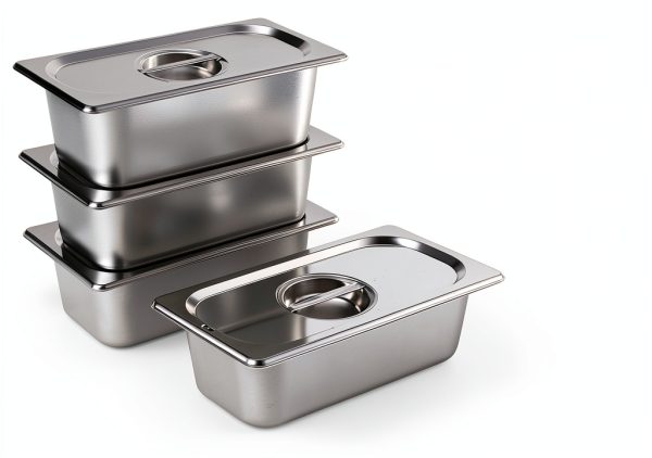 BSTKEY 4 Pack 1/3 Size 3-5/8" Depth Hotel Pan with Lids, Stainless Steel Steam Table Pan, Stackable Metal Catering Pans Commercial Food Pans for Kitchen Restaurant Buffet Party Supplies-7
