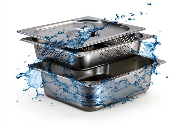 BSTKEY Stainless Steel Hotel Pans Half Size, 4 Inch Deep Steam Table Pan with Perforated Steam Tray and Lid, Warmer Breading Tray Food Pans for Kitchen Restaurant Supplies-5