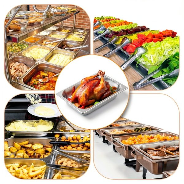 SHUESS 6‑Set 1/2‑Size Stainless Steel Hotel Pans – 2.5" Deep Anti‑Jam-5