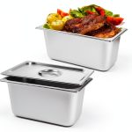 LANIAKEA 2PCS 1/3 Size Steam Table Pan with Lids, 6 Inch Deep Stainless Steel Pan Restaurant Supplies Stainless Steam Table Pans, Hotel Pan Trays for Food, Party, Buffet-0