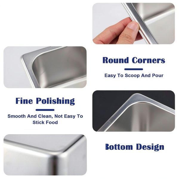 4 Pack Hotel Pans Stainless Steel 1/6 Size 4 Inch Deep Steam Table Pan with Lids, Stackable Commercial Anti-Jam Steam Pans Food Storage Containers for Home, Restaurant, Party, Hotel, Buffet-2