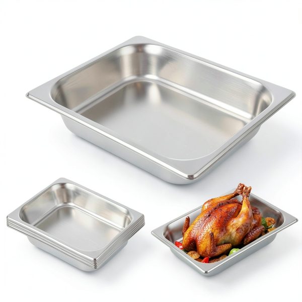 SHUESS 6‑Set 1/2‑Size Stainless Steel Hotel Pans – 2.5" Deep Anti‑Jam-1