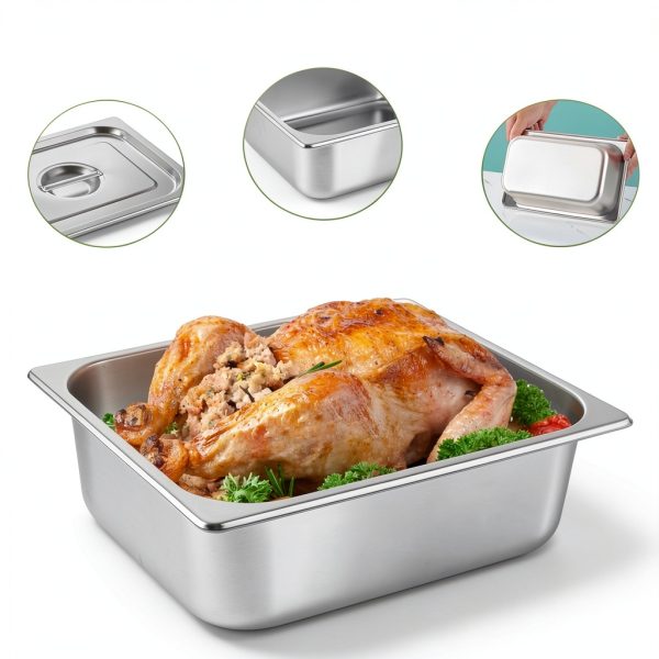 3 Pack Half 4 Inch Hotel Pan Cookware Stainless Steel Agolctry-3