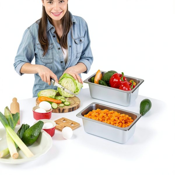 Hotel Pans TOPZEA 4 Pack 1/4 Size 4" Deep Stainless Steel Serving Pan-5