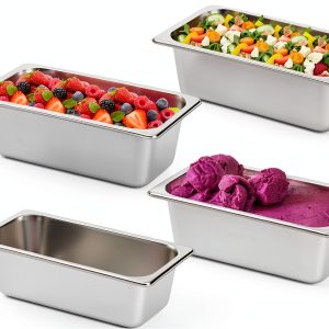 Hotel Pans TOPZEA 4 Pack 1/4 Size 4" Deep Stainless Steel Serving Pan-0